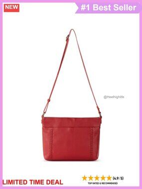 Leather Crossbody Bag Zip Slip Pockets Adjustable Strap Handbag